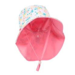 Chapeau Anti UV Bébé Réversible Rose Clair Et Imprimé Fleurs -Magasin De Surf chapeau anti uv bebe reversible rose clair et imprime fleurs 2