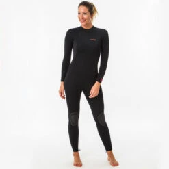 Combinaison SURF 100 Néoprène 4/3 Mm Femme Noir Back Zip