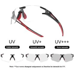 ROCKBROS Lunettes Photochromiques De Vélo 10125 Anti-uv400 - Noir Et Rouge -Magasin De Surf lunettes photochromiques de velo 10125 anti uv400 noir et rouge 2