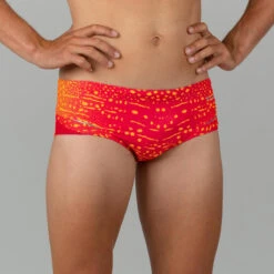 MAILLOT NATATION HOMME SLIP BANDEAU 900 BALEO ROUGE ORANGE
