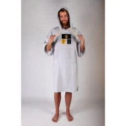 Pacifique Sud | Poncho Surf | Gris Clair | Avec Manches -Magasin De Surf pacifique sud poncho surf gris clair avec manches 1
