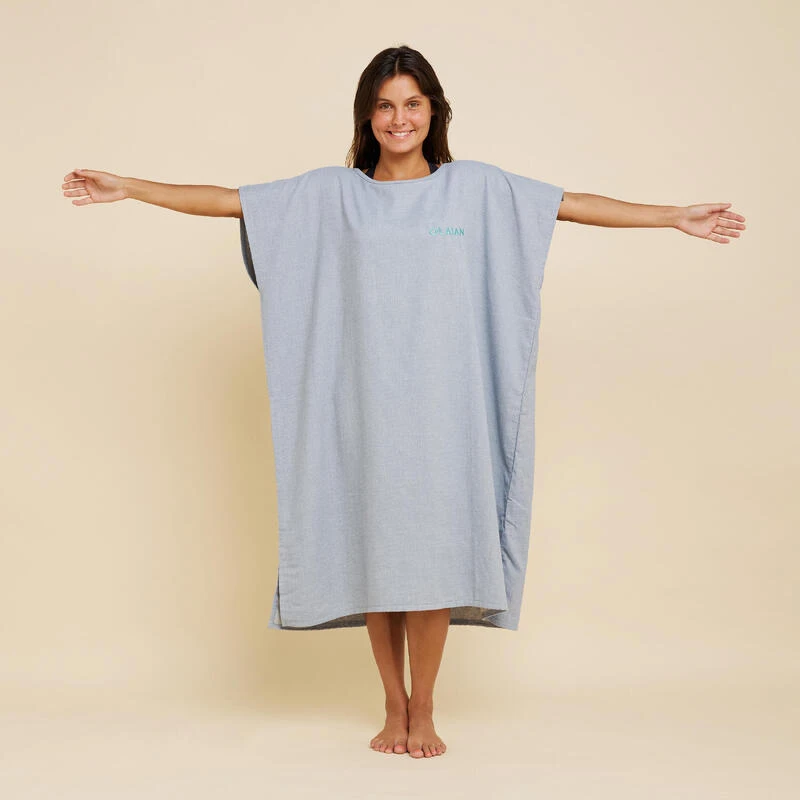 Poncho Surf Adulte - 100 Gris Chiné 4 Poncho Surf Adulte - 100 Gris Chiné – Image 2