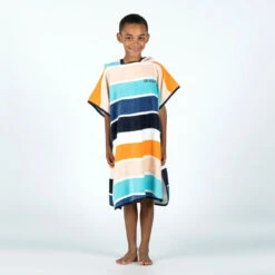 Poncho Surf Enfant 110 à 135 Cm - 500 Wavy Orange Bleu -Magasin De Surf poncho surf enfant 110 a 135 cm 500 wavy orange bleu 3