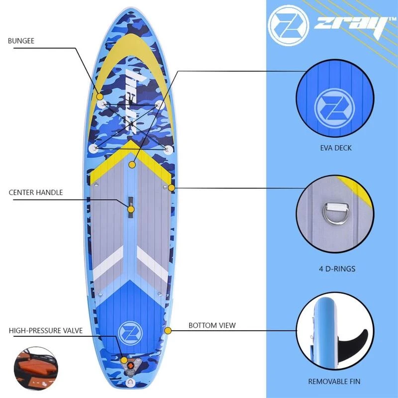 Zray SUP Gonflable Camo 10'8" Dropstitch 325x84x15 Cm (10'8x33"x6") - Option Kayak 4 Zray SUP Gonflable Camo 10'8" Dropstitch 325x84x15 Cm (10'8x33"x6") - Option Kayak – Image 2