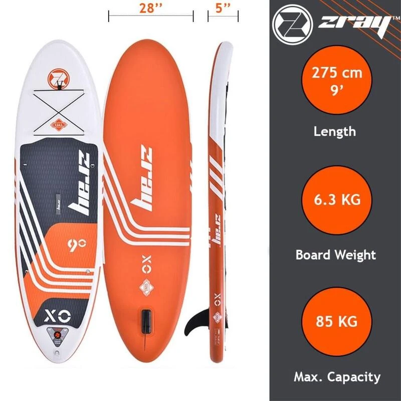 Zray Sup Gonflable X-Rider Young 9' Dropstitch MAX 85kg 275x71x13cm(9'x28"x5") Rouge 4 Zray Sup Gonflable X-Rider Young 9' Dropstitch MAX 85kg 275x71x13cm(9'x28"x5") Rouge – Image 2