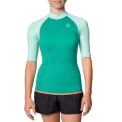 Top Thermique Néoprène 100 Manches Courtes Femme Turquoise -Magasin De Surf top thermique neoprene 100 manches courtes femme turquoise 2